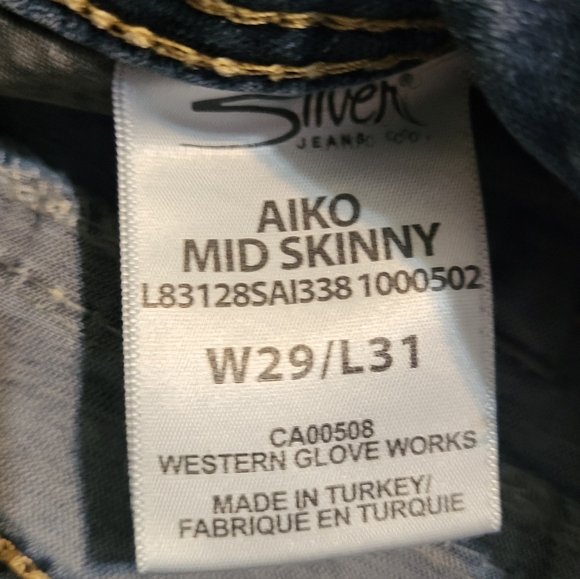 Silver Jeans Co. Aiko Mid Rise Skinny Blue Denim Women's Jeans Size W29 L31 A30 - Picture 6 of 11